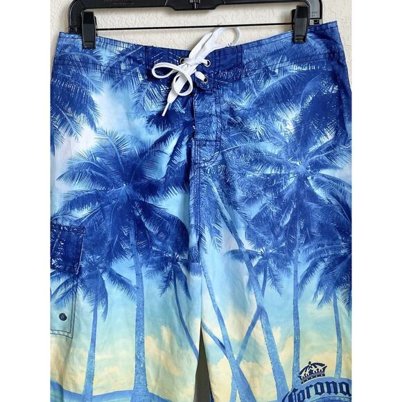 Carona Mens Blue Board Shorts Size LG Polyester Drawstring Preowned - Picture 3 of 11